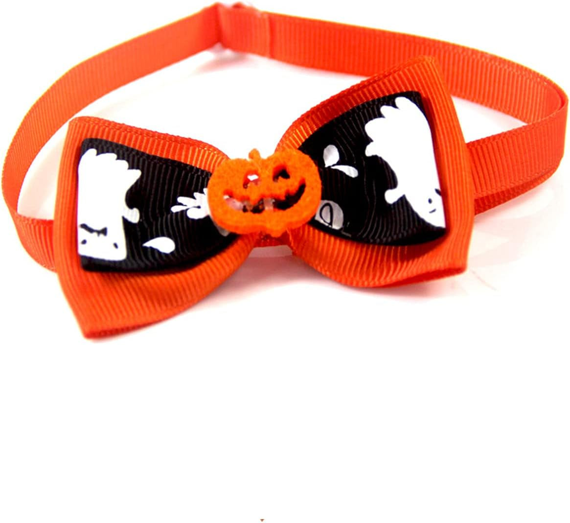 4PCS Halloween Dog Bandana Halloween Charms Ties Halloween Hat Full of Halloween Atmosphere Patterns, Fit for Cats and Dogs (Orange)