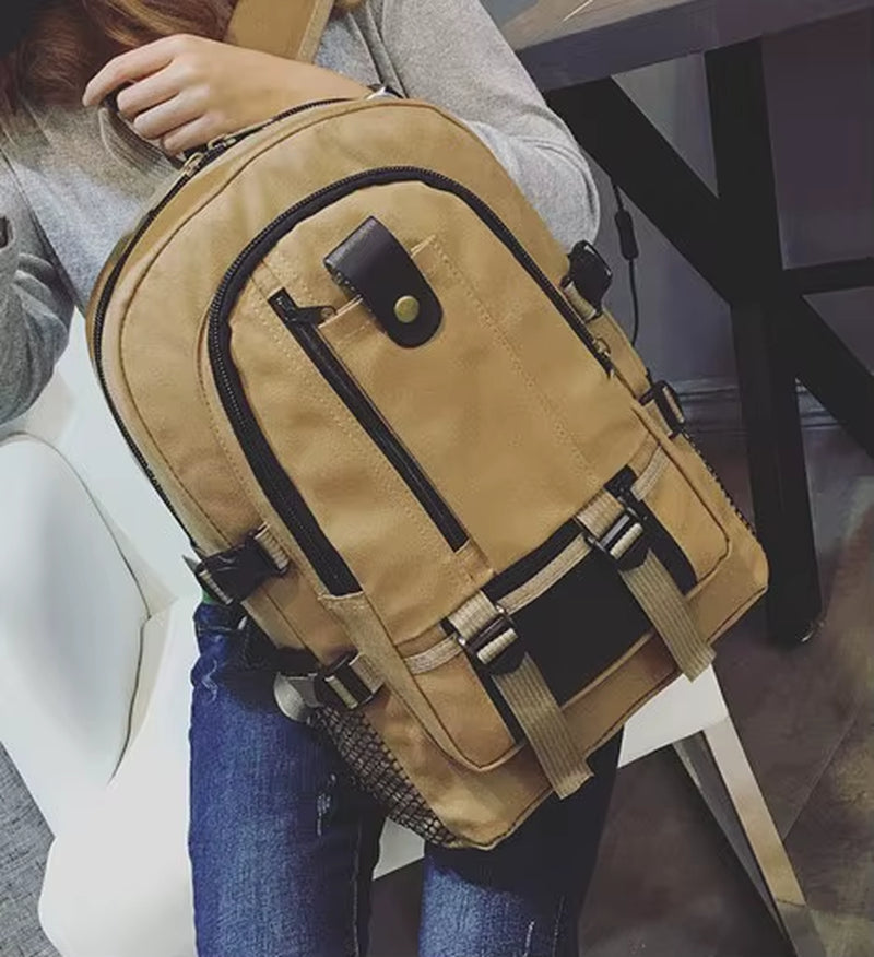 15 Inches Casual Camping Male Backpack Laptop Backpack Hiking Large Capacity Men Travel Backpack Canvas Fashion Youth Sport Bags