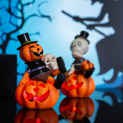 2-Packs Pumkin Decorating Halloween Pumpkin Skull Lamp LED Skeleton Night Light Halloween Decor