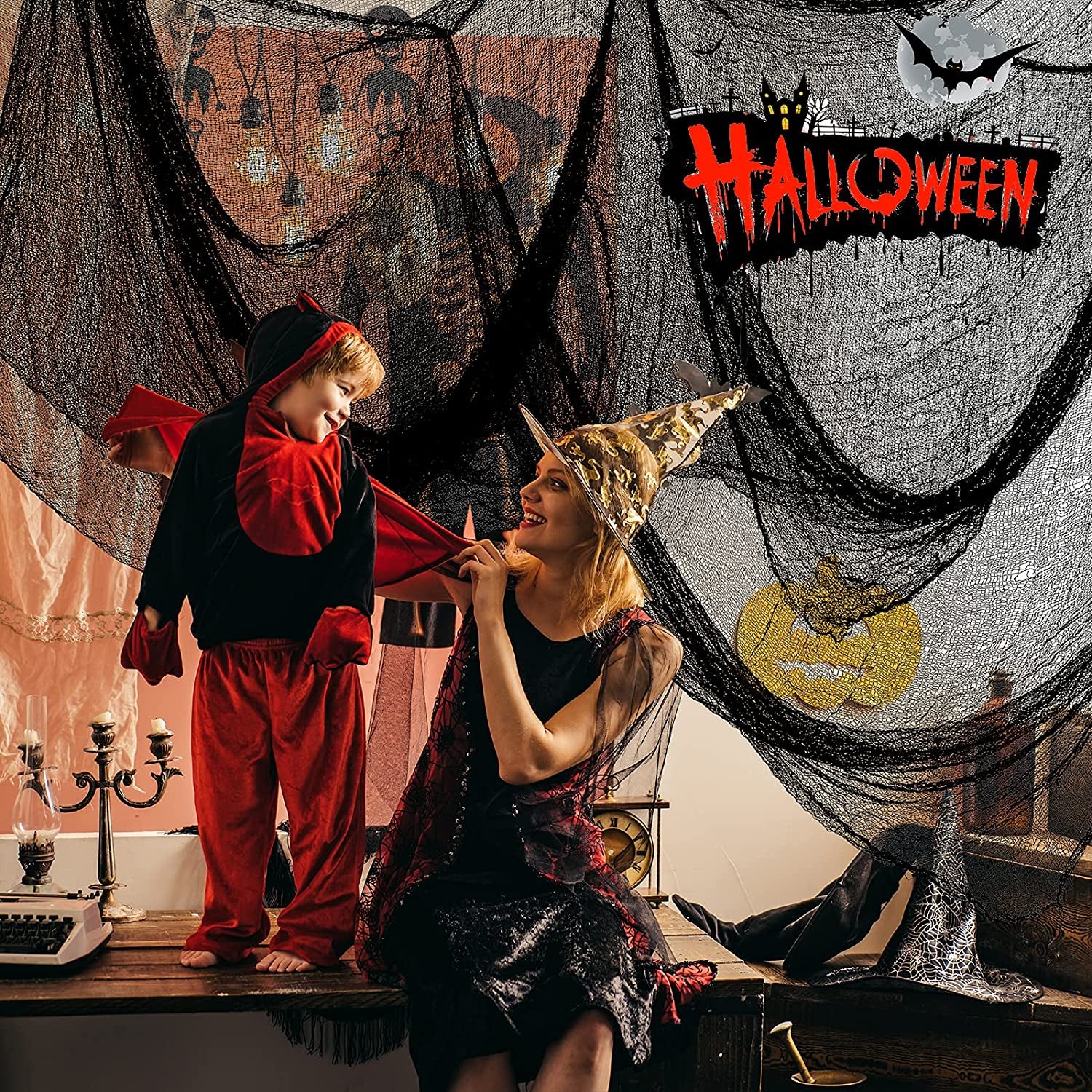 Halloween Creepy Cloth Black 80×160Inch - Halloween Decorations Clearance - Creepy Spooky Halloween Decorations Outdoor Indoor…