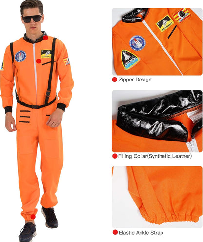 Astronaut Costume Men Halloween Spaceman Suit Adults Pilot
