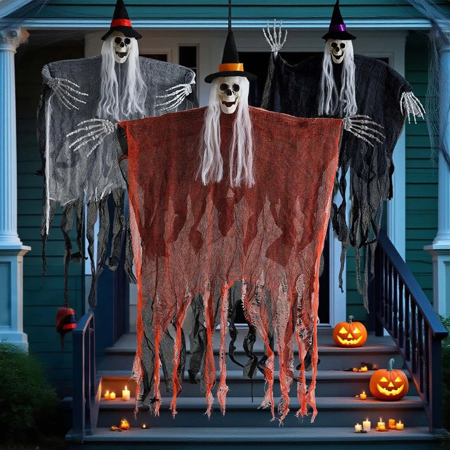 3Pcs Halloween Hanging Skeleton Ghosts Decorations Halloween Decorations Outdoor Indoor Scary Halloween Decor