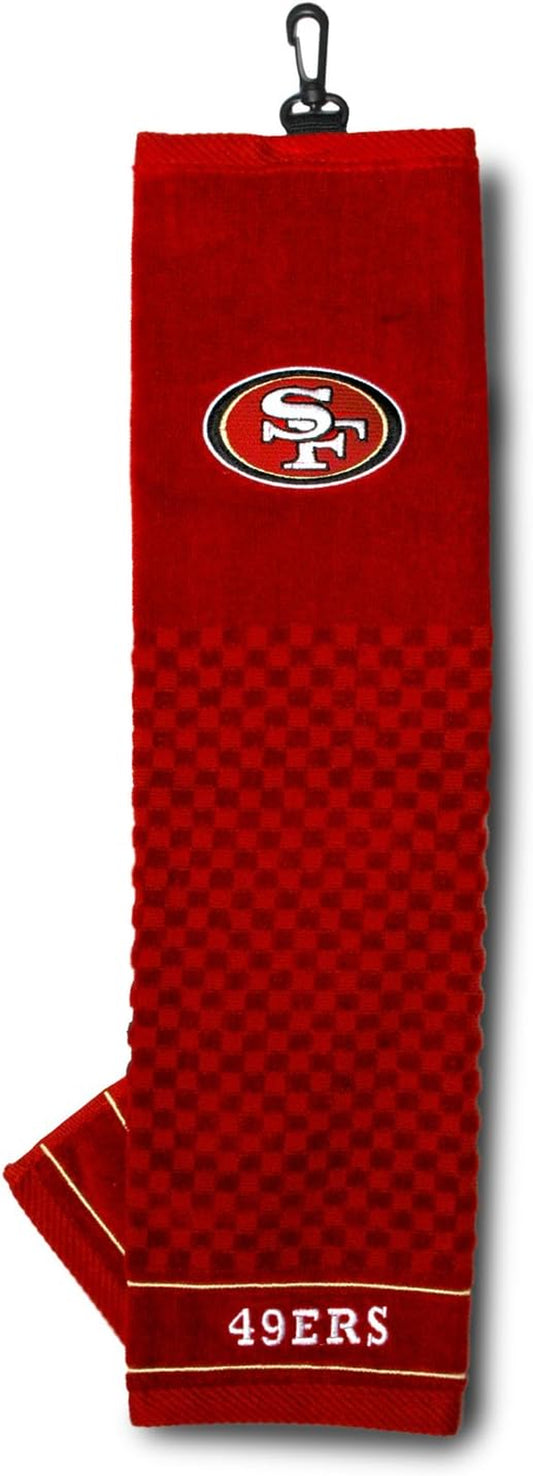 NFL San Francisco 49Ers Embroidered Golf Towel Embroidered Golf Towel, Checkered Scrubber Design, Embroidered Logo