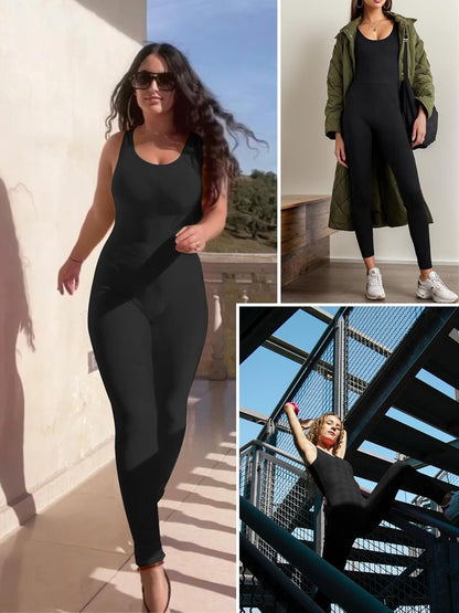 Womens One Piece Jumpsuit Sleeveless Rompers Tank Top Unitard Tummy Control Spandex Bodysuit for Yoga, Workout…