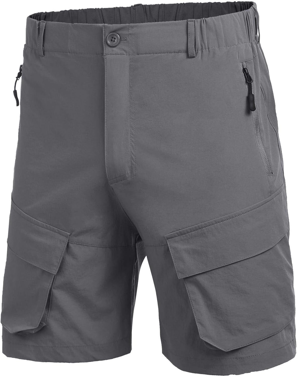 Men'S Stretch Cargo Shorts Quick Dry Work Out Shorts for Outdoors Hiking Camping Travel Grey