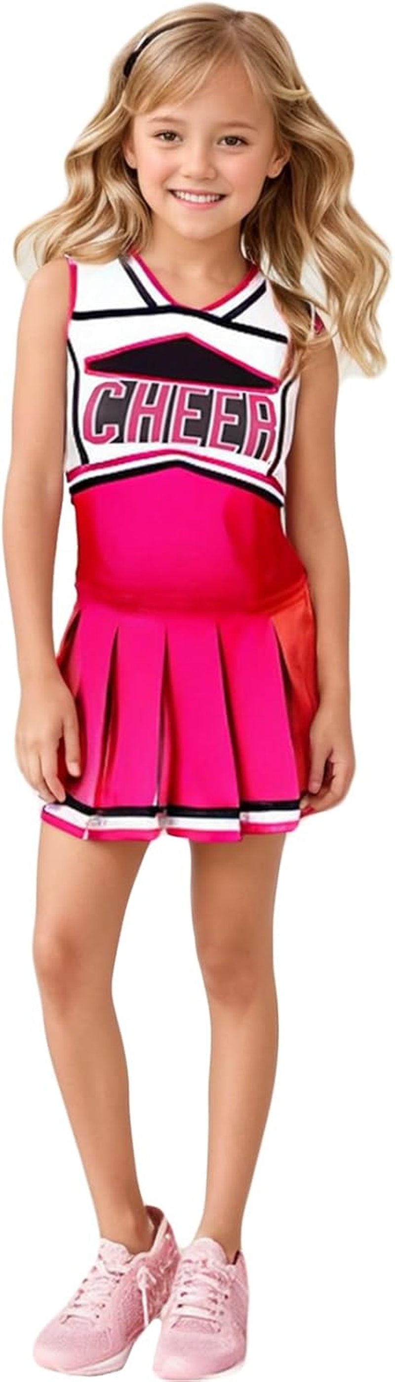 Cheerleader Costume for Girls, Kids Cheerleading Outfit, Child High School Cheer Leader Dress up Halloween Party