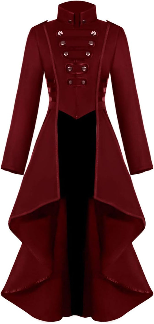 Medieval Steampunk Jacket for Women, Vintage Halloween Costumes Gothic Button Corset Tailcoat Tuxedo Uniform