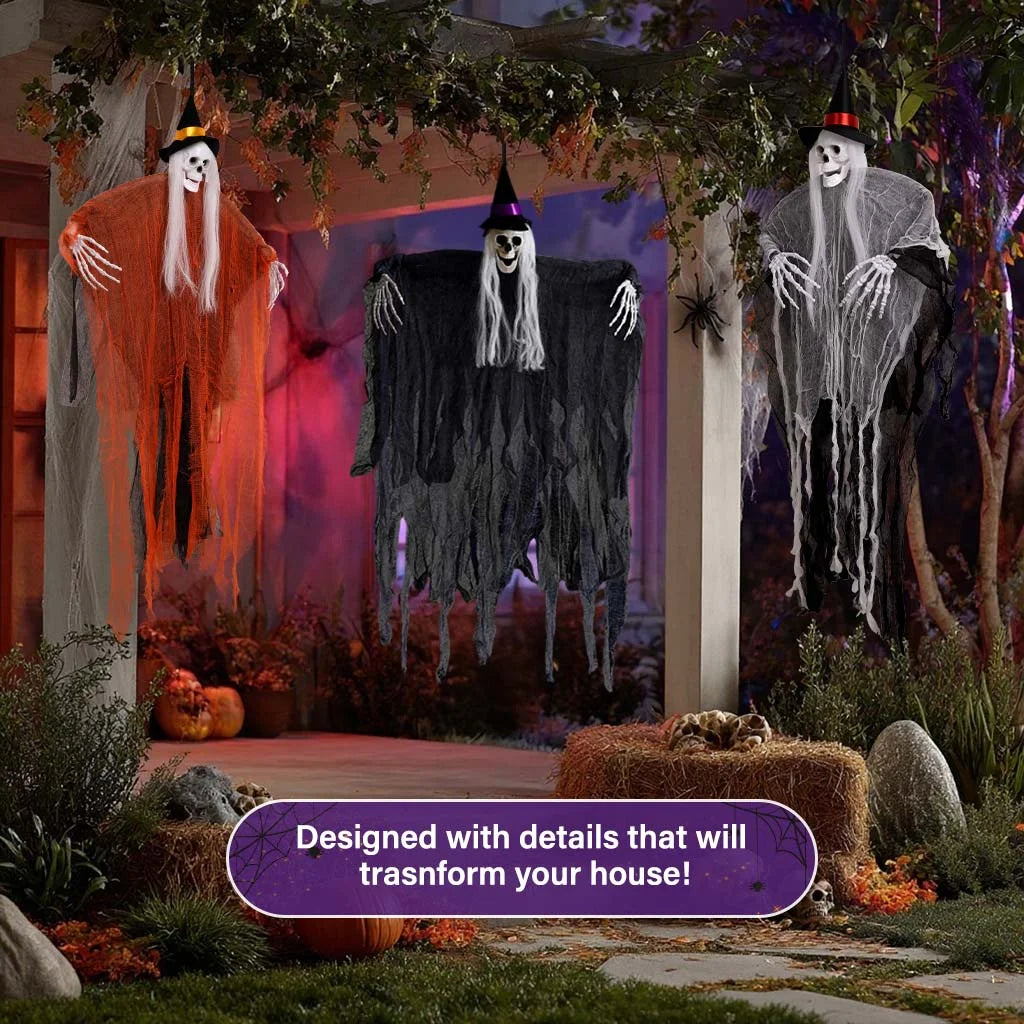 3Pcs Halloween Hanging Skeleton Ghosts Decorations Halloween Decorations Outdoor Indoor Scary Halloween Decor