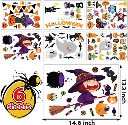 Halloween Window Clings - Decorations Stickers Decals Decor with Cute Pumpkin Ghost for Room Bathroom Kitchen