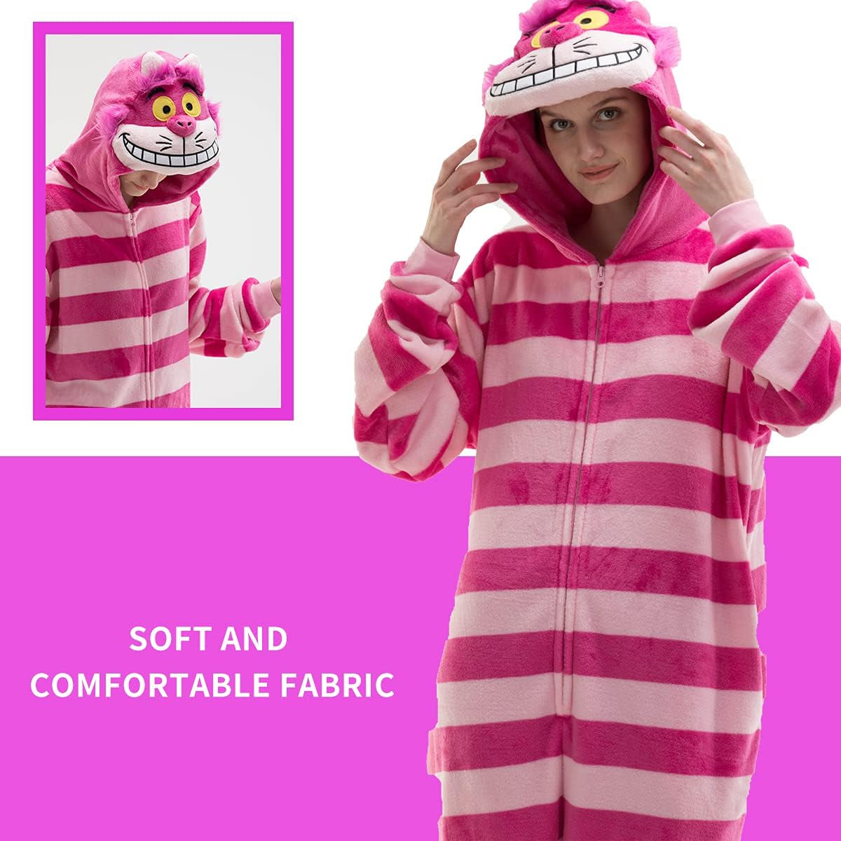 Snug Fit Unisex Adult Onesie Pajamas, Flannel Cosplay Animal One Piece Halloween Costume Sleepwear Homewear