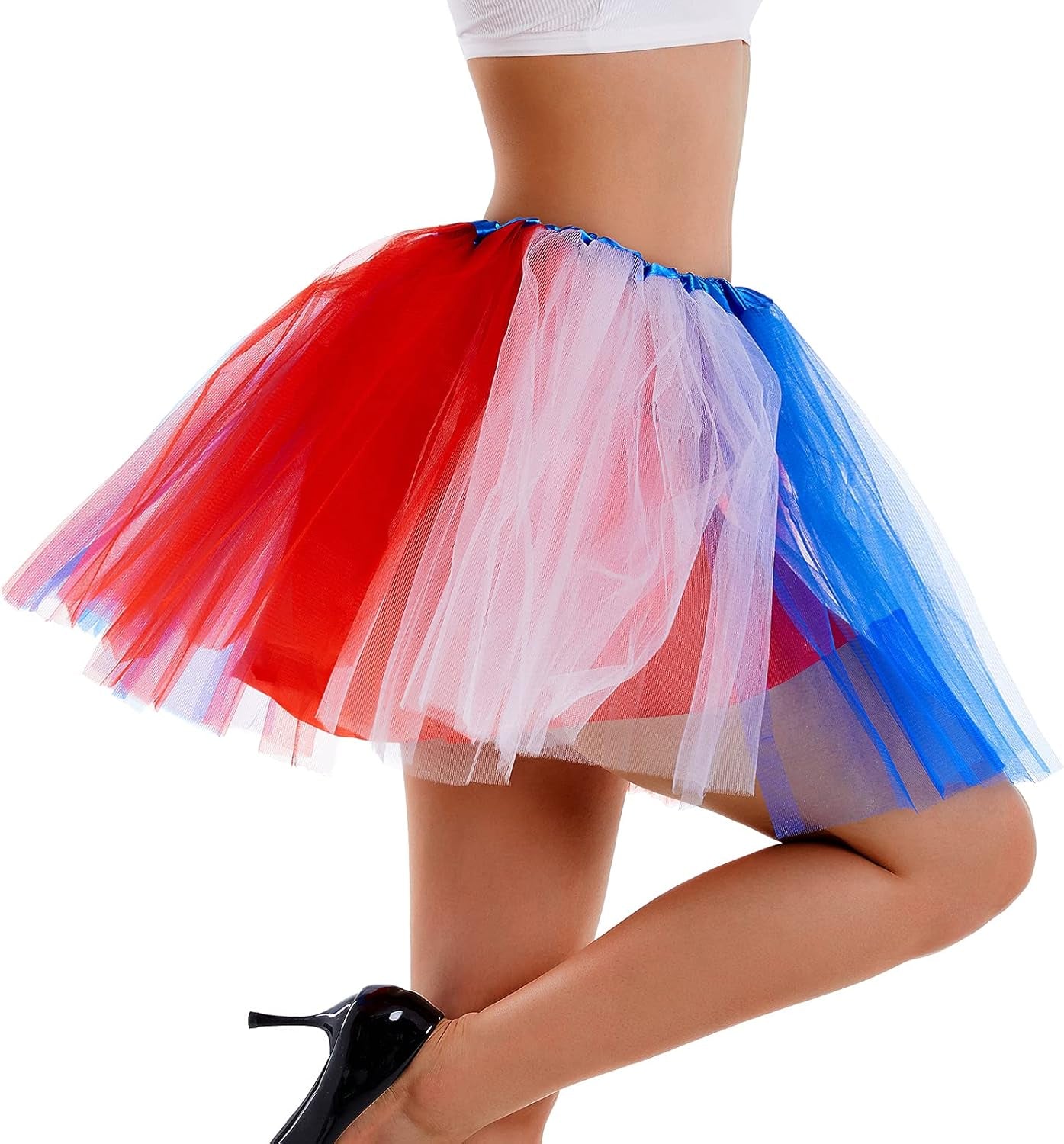 Tutu Skirt Women'S Teens Classic Elastic 4 Layered Tulle Ballet Tutu Skirt, Adult Size Non See-Through