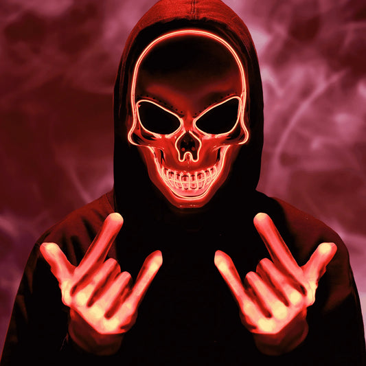 Halloween Mask LED Light up Glow Gloves Perfect for Festival Cosplay Halloween Costume Parties Men and Women(Red)