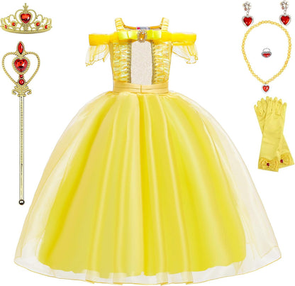 Princess Costumes Birthday Party Halloween Costume Cosplay Dress up for Little Girls 3-10 Years