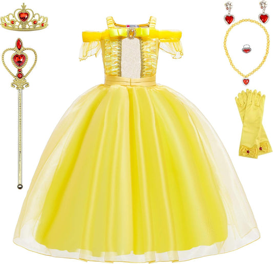 Princess Costumes Birthday Party Halloween Costume Cosplay Dress up for Little Girls 3-10 Years