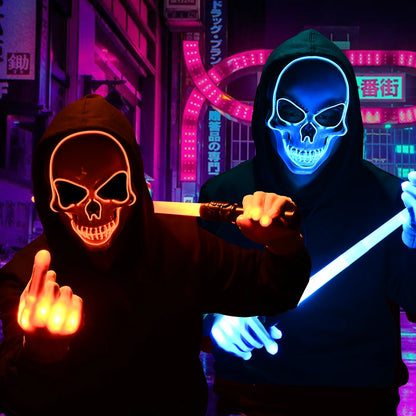 Halloween Mask LED Light up Glow Gloves Perfect for Festival Cosplay Halloween Costume Parties Men and Women(Red)