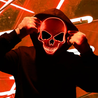 Halloween Mask LED Light up Glow Gloves Perfect for Festival Cosplay Halloween Costume Parties Men and Women(Red)