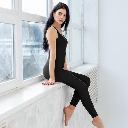 Womens One Piece Jumpsuit Sleeveless Rompers Tank Top Unitard Tummy Control Spandex Bodysuit for Yoga, Workout…