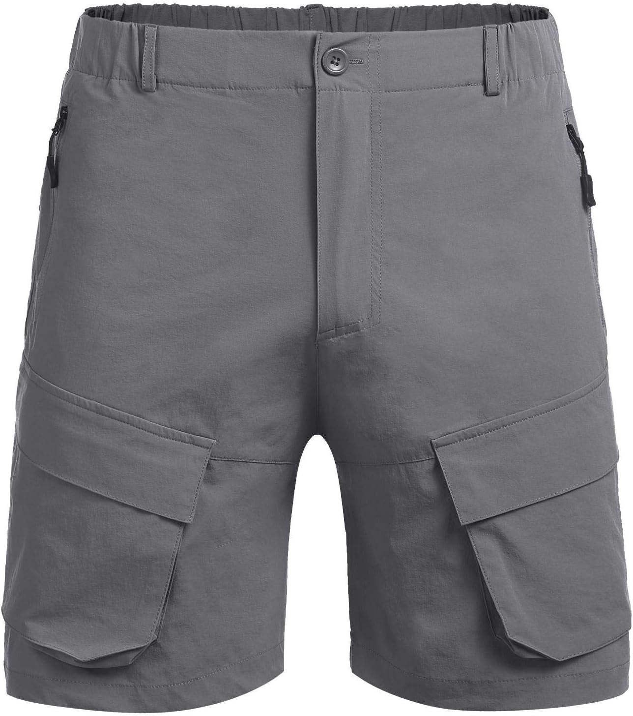 Men'S Stretch Cargo Shorts Quick Dry Work Out Shorts for Outdoors Hiking Camping Travel Grey