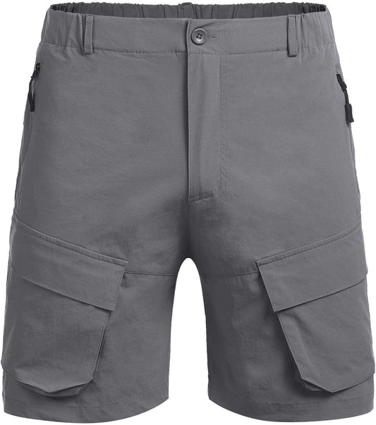 Men'S Stretch Cargo Shorts Quick Dry Work Out Shorts for Outdoors Hiking Camping Travel Grey
