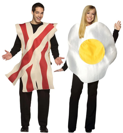 Bacon and Egg Couple Costume Adult Halloween Costume One Size Fits Most Unisex Multi Color