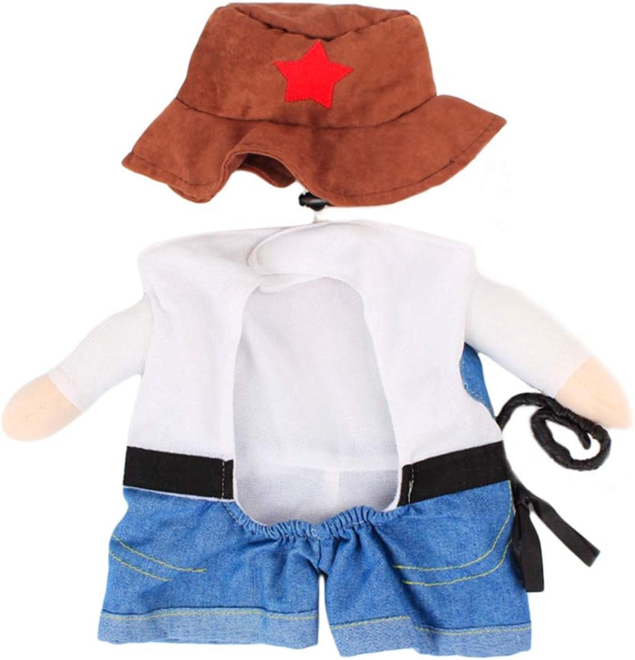 Pet Dog Cat Halloween Costumes, Cowboy Jacket and Hat, Super Cute Costumes for Small Dogs & Cats Cosplay, M