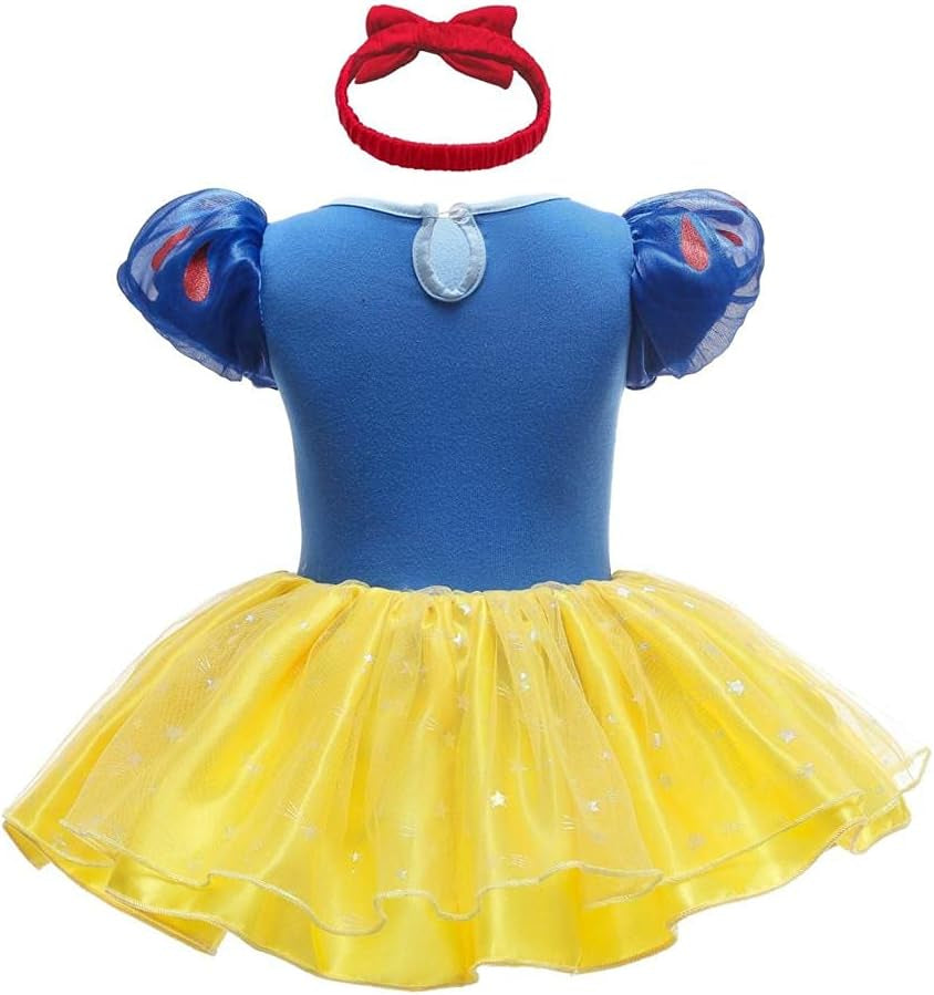Infant Baby Girl Princess Dress Costume Romper Tulle Tutu Fancy Birthday Halloween Bodysuit Outfit with Headband